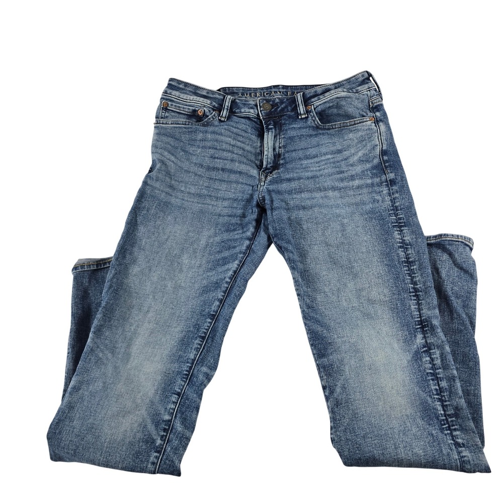American Eagle Airflex+ Slim Jeans Mens 32x34 Medium Wash Blue Stretch Denim